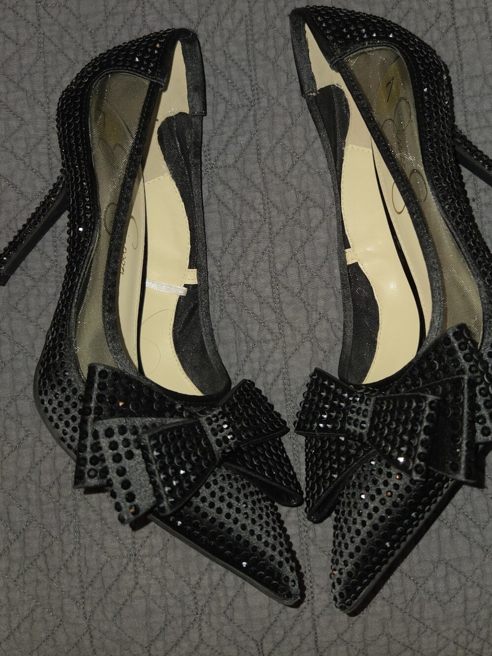 Black Rhinestone Heels